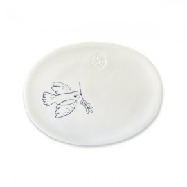 Coupelle ovale blanche en porcelaine emaillée Esprit-Saint - Porcelaine objets religieux God save the king