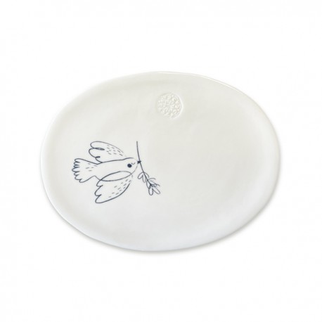 Coupelle ovale blanche en porcelaine emaillée Esprit-Saint - Porcelaine objets religieux God save the king