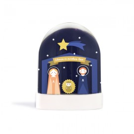 Grande boule à neige crèche de Noël paillettes dorées | Fabrication Artisanale Française