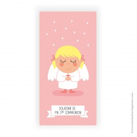 Signet de Communion fille avec la Communiante - 6 x 12 cm - Images et signets de Communion God save the king