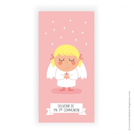 Signet de Communion fille avec la Communiante - 6 x 12 cm - Images et signets de Communion God save the king