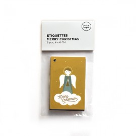 Etiquettes noël Merry Christmas pour réaliser un joli emballage cadeaux x 6 - Boites de dragées et étiquettes cadeaux papeter...