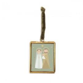 Mini cadre en laiton doré Sainte Famille - 4,5 x 5,5 cm