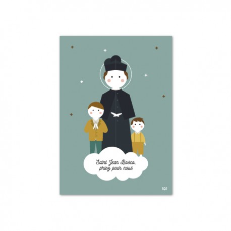 Carte Saint Jean Bosco, Père et Maître de la jeunesse - Images saints patrons papeterie religieuse Godsavetheking