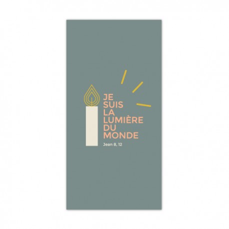 Signet religieux avec bougie "Je suis la Lumière du monde" fond vert - Signets religieux papeterie religieuse Godsavetheking