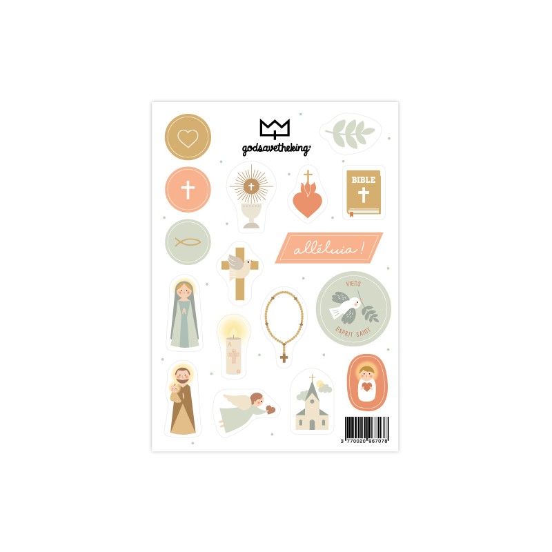 Planche 17 stickers religieux avec ses symboles chrétiens