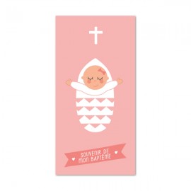 Signet de Baptême rose fille avec la baptisée