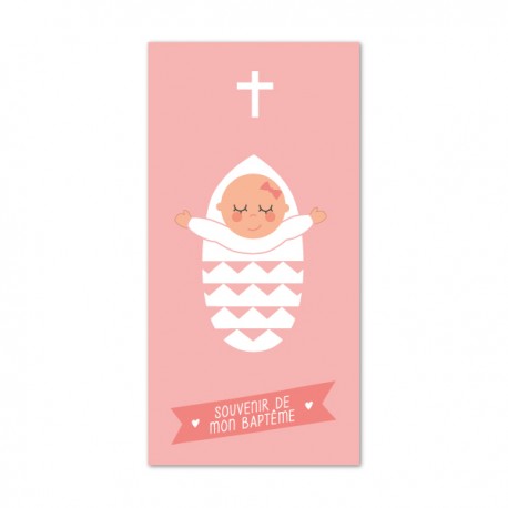 Signet de Baptême rose fille avec la baptisée - Images et signets de Baptême Godsavetheking