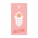 Signet de Baptême rose fille avec la baptisée