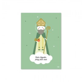 Carte Saint Augustin, saint patron des brasseurs, imprimeurs et théologiens - Images saints patrons papeterie religieuse Gods...