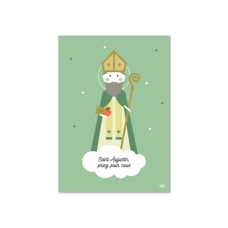 Carte Saint Augustin, saint patron des brasseurs, imprimeurs et théologiens - Collection saints patrons God save the king