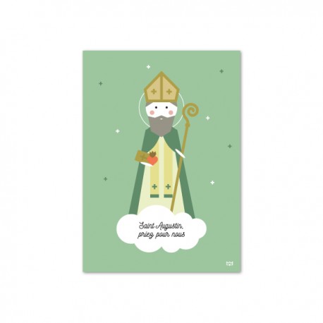 Carte Saint Augustin, saint patron des brasseurs, imprimeurs et théologiens - Images saints patrons papeterie religieuse Gods...