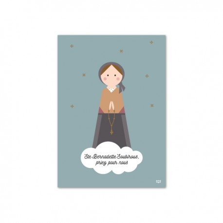 Carte Sainte Bernadette Soubirous, la voyante de Lourdes - Images saints patrons papeterie religieuse Godsavetheking