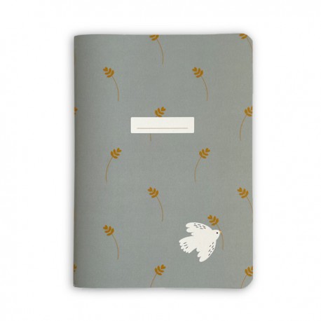 Carnet de notes bleu gris Esprit Saint et son rameau d’olivier doré 60 pages - 14,8 x 21 cm - Livres, coloriages et Activités...