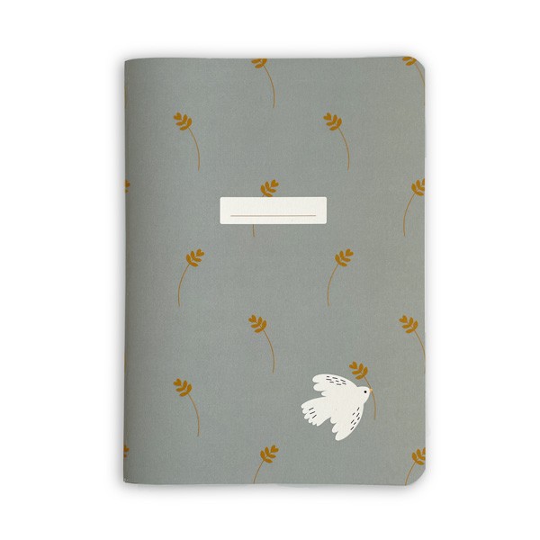 Carnet de notes bleu gris Esprit Saint et son rameau d'olivier doré -  Papeterie