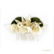 Peigne cheveux JOSÉPHINE 4 cm - Fleurs séchées crème et eucalyptus - Couronne de tête et peigne à cheveux God save the king