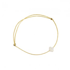 Bracelet croix arrondie en nacre et son fil doré - Taille réglable - Bracelets religieux femme Godsavetheking