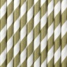 Pailles blanches avec rayures dorées en papier par lot de 10 - Décoration de Fête Godsavetheking