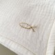 Coffret Baptême Ichthus : timbale gris perle et Lange en gaze de coton brodé main - Cadeaux de Baptême fille et garçon God sa...