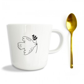 Box cadeau mug porcelaine Esprit-Saint avec cuillère dorée - God save the king Mugs et timbales en porcelaine