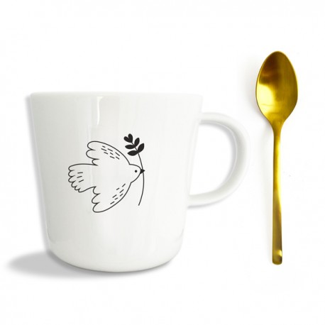 Coffret cadeau mug porcelaine Esprit-Saint avec cuillère dorée - Porcelaine objets religieux God save the king