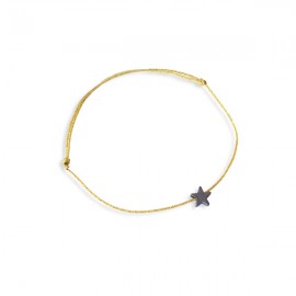 Bracelet doré avec étoile du berger grise claire - Taille réglable