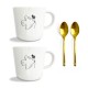 Coffret cadeau deux mugs porcelaine Esprit-Saint et deux cuillères dorées - God save the king Mugs et timbales en porcelaine