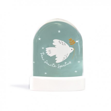 Grande boule à neige Esprit-Saint et ses paillettes dorées | Fabrication Artisanale Française - Boules à neige objets religie...