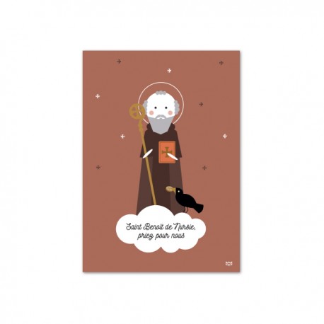 Carte Saint Benoît de Nursie, patron de l'Europe - Images saints patrons papeterie religieuse Godsavetheking