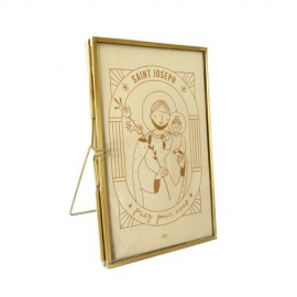 Cadre à poser en laiton avec Saint Joseph, priez pour nous – 10 x 15 cm Cadres religieux - Godsavetheking
