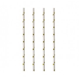 Pailles blanches étoiles dorées x 20 - Décoration de Fête Godsavetheking