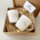 Coffret cadeau deux mugs porcelaine Colombe et deux cuillères dorées - Mugs et timbales en porcelaine objets religieux God sa...