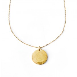 Collier grande chaîne médaille Vierge à l'enfant 20 mm plaqué or