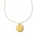 Collier grande chaîne médaille Vierge à l'enfant 20 mm plaqué or