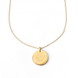 Collier grande chaîne médaille Esprit-Saint 20 mm plaqué or