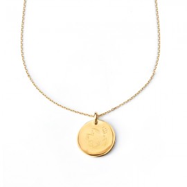 Collier grande chaîne médaille Colombe et son rameau 20 mm plaqué or