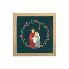 Cadre Couronne de Noël Sainte Famille - 20 x 20 cm