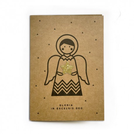 Carte Ange et son étoile dorée avec enveloppe kraft - 12,7 x 17.8 cm - Images et cartes religieuses papeterie religieuse Gods...