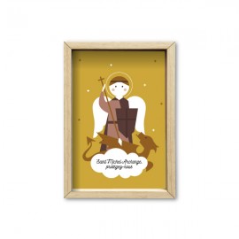 Cadre bois Archange Saint Michel - 11 x 16 cm - God save the king Cadres religieux