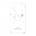 Signet religieux Viens Esprit-Saint gris avec ses étoiles roses - 6 x 12 cm