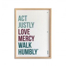 Cadre avec affiche d'une citation de la bible Act, love, walk - 21 x 29,7 cm