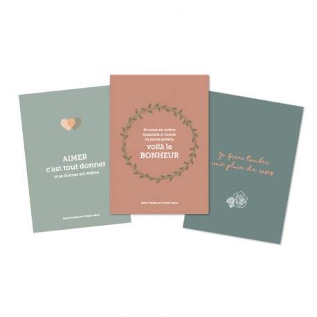 Lot de 3 cartes postales avec citations de Sainte Thérèse de Lisieux - Images et cartes religieuses papeterie religieuse Gods...