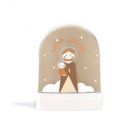 Grande boule à neige prière à Saint Joseph et ses paillettes argentées | Fabrication Artisanale Française - Boules à neige ob...