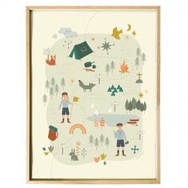 Cadre l'aventure du camp scout et ses symboles format 30 x 40 cm