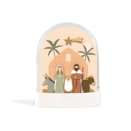 Grande boule à neige Nativité paillettes dorées | Fabrication Artisanale Française