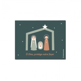 Magnet Crèche de Noël "Ô Dieu, protège notre foyer" format 10,5 x 14 cm - Magnets objets religieux God save the king