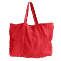 Grand Cabas en Lin Coquelicot avec Ichthus doré brodé – 50 x 40 x 18 cm