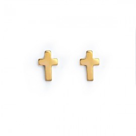 Boucles d'oreilles mini croix plaqué or