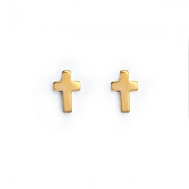 Boucles d'oreilles mini croix plaqué or - Boucles d'oreilles Godsavetheking