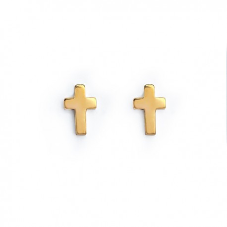 Boucles d'oreilles mini croix plaqué or - Boucles d'oreilles God save the king